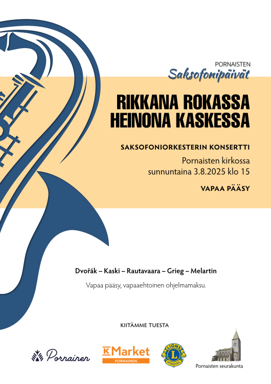 Pornaisten Saksofoniorkesterin konsertti Pornaisten Saksofonipäivät